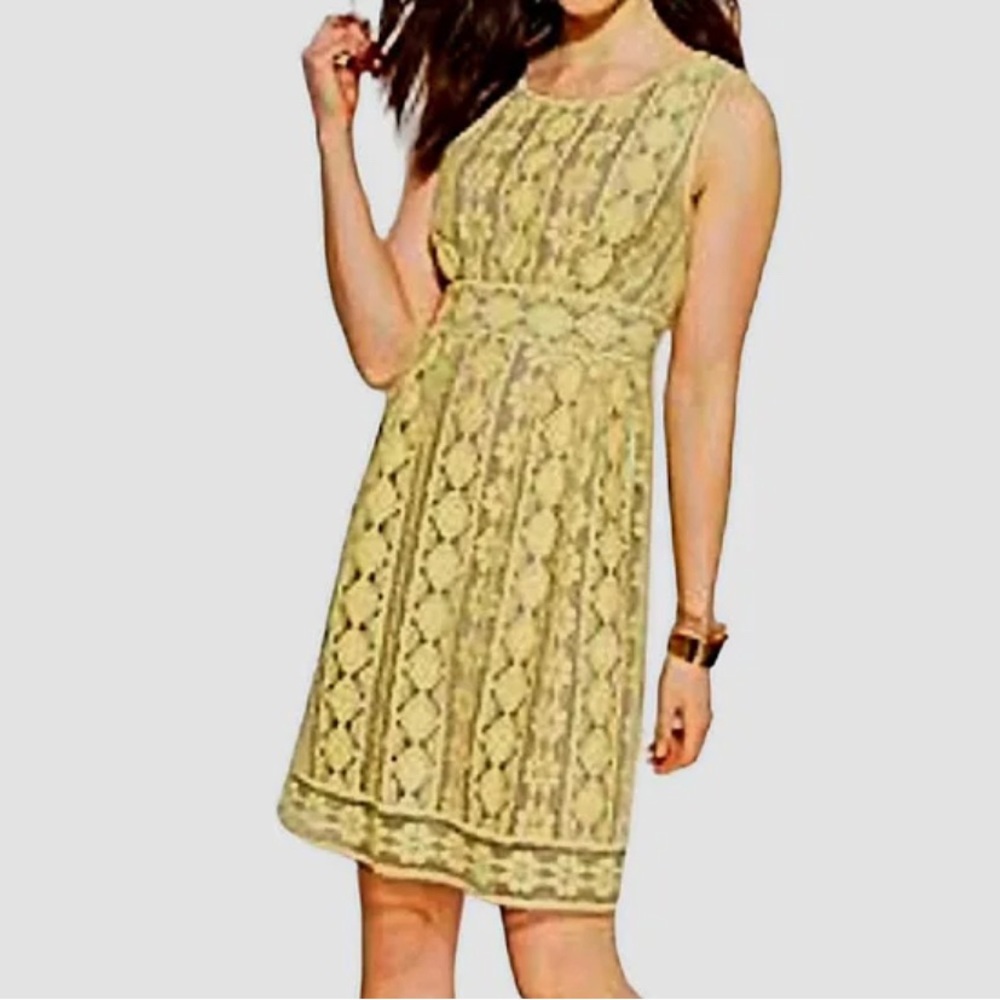 Studio M Sophie Max Yellow Floral Lace Overlay Dress